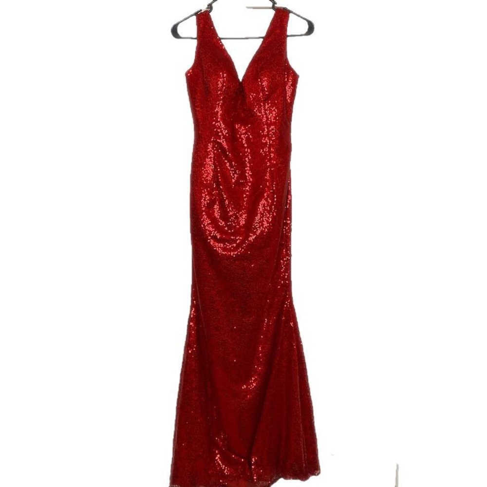 Deep red sequin maxi gown/ dress formal/ prom/ banquet